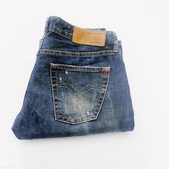 Replay Button Down Dark Wash Bootcut Denim Jeans SZ 27 x 32 - Picture 7 of 8